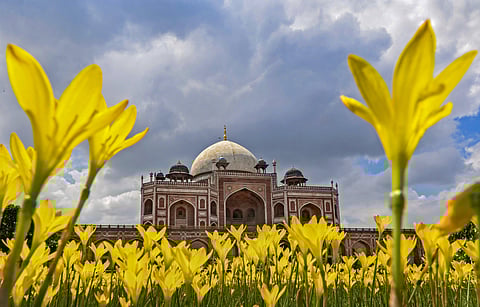 Humayun Tomb during monsoon season in New Delhi. (Photo | PTI)