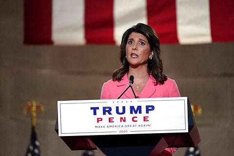 Former U.N. Ambassador Nikki Haley speaks during the Republican National Convention in Washington (Photo | AP)