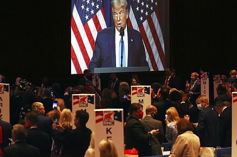 President Donald Trump speaks during the first day of the Republican National Convention Monday (Photo | AP)