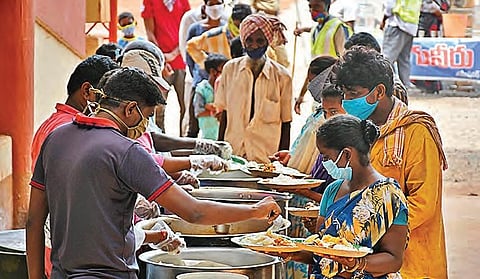 Relief provided in the form of meals. (Photo | Express)
