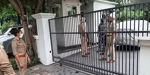 Police keep guard at former Punjab DGP SS Saini's house in Chandigarh. (Photo| EPS)