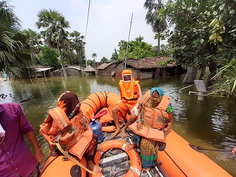 Flood-affected people being evacuated in Bihar. (File Photo)