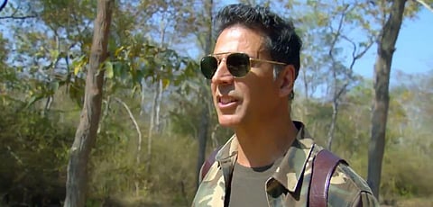 Akshay Kumar in a still from 'Man vs Wild'. (Photo| Twitter/ @akshaykumar)
