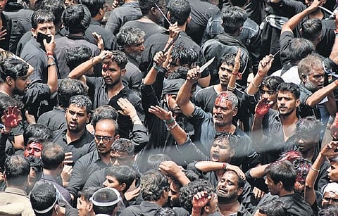 Shia Muslims participate in the Muharram procession in city. (Photo | EPS/S Senbagapandiyan)