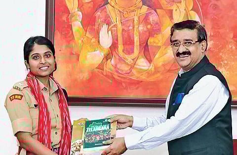 Director General of MCR HRD Institute BP Acharya with Pedditi Dhatri Reddy