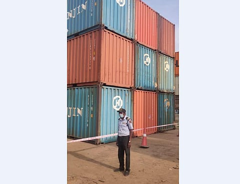 Ammonium nitrate lying in 37 containers for nearly five years at a Container freight station in Manali near Chennai (Photo | EPS)