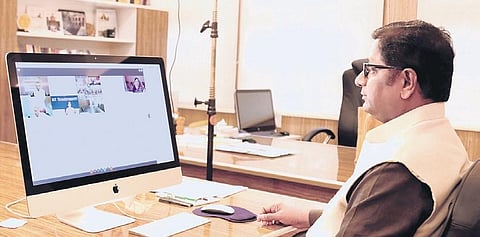 EFLU Vice-Chancellor E Suresh Kumar speaks at the online conclave.