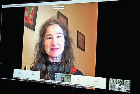 British High Commissioner (in-charge) Jan Thomson holds a video conference with Andhra Pradesh CM YS Jagan Mohan Reddy. (Photo| EPS)