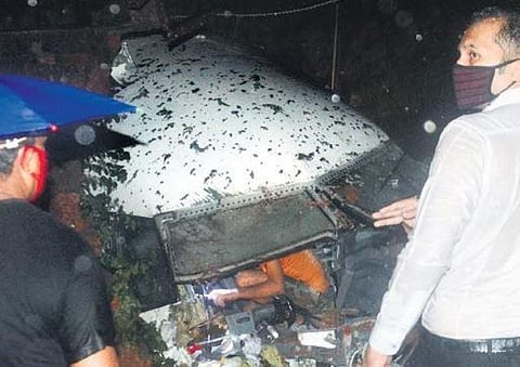 Rescue operations in progress at the Kozhikode airport on Friday night | Manu R Mavelil