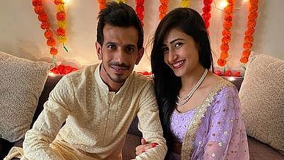 Yuzvendra Chahal with Dhanashree Verma. 