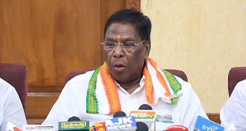 Puducherry CM V Narayanasamy. (Photo| Twitter screengrab)