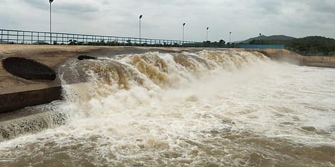 Godavari water released from Pattiseema project. (File photo| EPS)