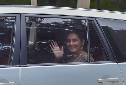 Kannada actress Ragini Dwivedi detained by Central Crime Branch after they raid her house in connection with a drug case in Bengaluru Friday Sept. 4 2020. (Photo | PTI)