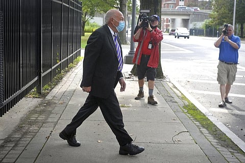 Bridgeport Police Chief Armando Perez leaves federal courthouse in Bridgeport. Perez and city's acting personnel director, David Dunn, were both arraigned on Thursday on federal charges. (Photo | AP)