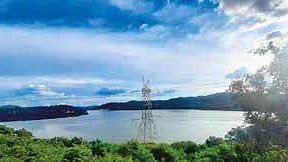 Manchanabele backwaters in the backdrop of Savandurga Hills