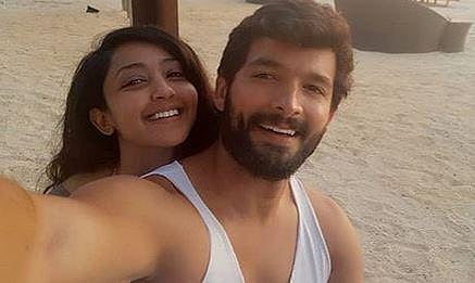 Kannada film actors Diganth Manchale and Aindrita Ray.