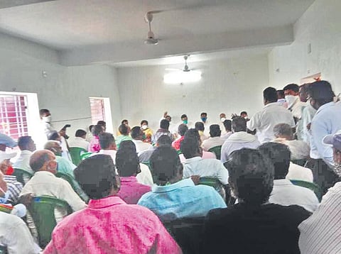 BJD workers attend a public meeting violating social distancing norm in Tirtol