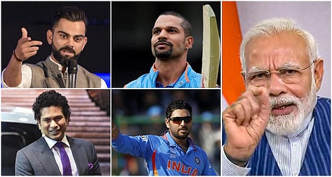 Cricket personalities greeted PM Narendra Modi on his 70th birthday. (File photo| PTI and EPS)