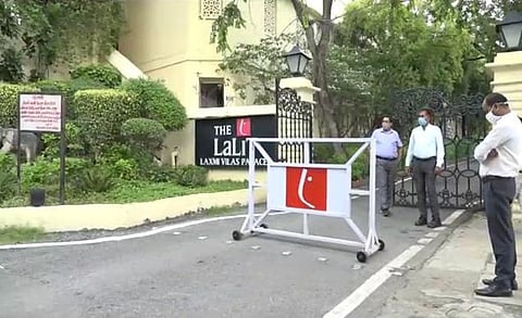 The district administration has put a board outside hotel mentioning the court's decision. (Photo | Ram Singh)