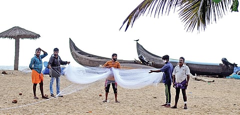 With the government easing Covid curbs, fishermen gear up to resume their activities by repairing boats and fishing nets on Kuzhuppilly beach. Amid the relaxations, new Covid cases in the district bre