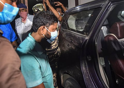 Suspected al-Qaeda terrorists being produced at a city court for transit remand in Kolkata Saturday Sept. 19 2020. (Photo | PTI)