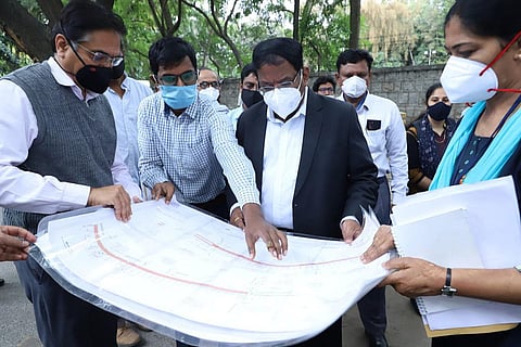 BBMP chief inspects Koramangala flyover