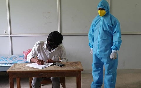 Anees took his final semester university exam at the Covid care centre in Vaniyambadi where he was admitted after contracting the virus