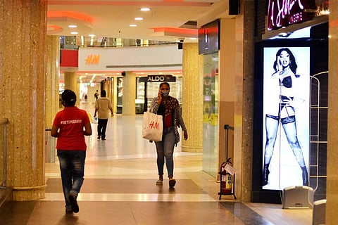 Though malls have opened it's door to public low footfall seen in various malls across the city in Chennai. (Photo | Debadatta Mullick/EPS)