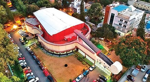 Aerial  view of violin-shaped  Chowdiah Memorial Hall