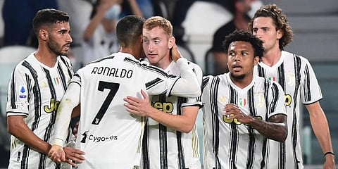 Dejan Kulusevski is lauded by Cristiano Ronaldo and other Juventus players after scoring. (Photo | AFP)