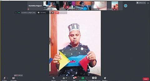 A child with disability using the Manbhavan platform to showcase his creativity