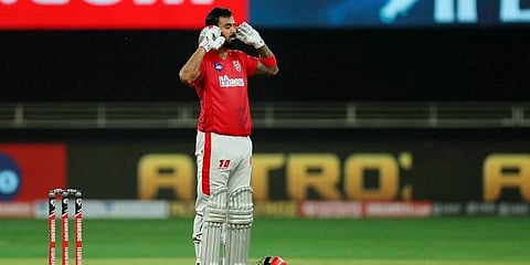 KL Rahul's century powered Kings XI Punjab (KXIP) to a sumptuous 97-run win over RCB on Thursday. (Photo | PTI)