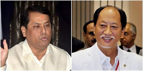 Assam CM Sarbananda Sonowal (L) and Nagaland CM Neiphiu Rio. (File photo| PTI)