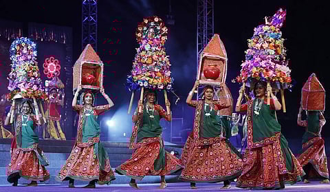 Indian artists perform during Navratri in Ahmedabad. (File Photo | AP)