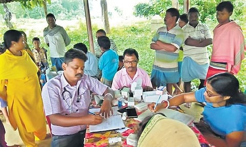 Kajiram Murmu at a camp for villagers in Purulia;