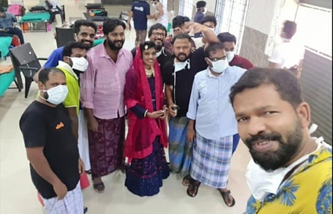 Fayiza poses with other FLTC inmates after the wedding party (Photo | Express)