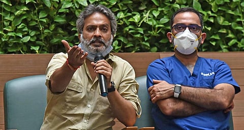 SP Charan during the press meet in Chennnai. (Photo | P Jawahar, EPS)