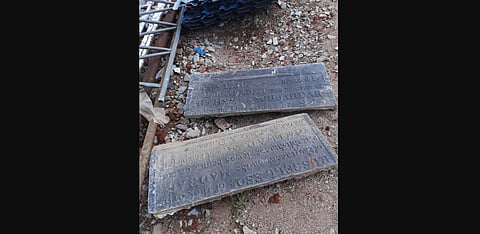 The foundation stone, which was laid on July 20, 1804, has inscriptions both in English and Persian on either of its side. (Photo | EPS)