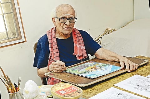 Artist Sankar or KC Sivasankar has been contributed to the field of art for over 50 years. (Photo | EPS)