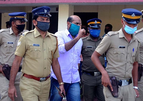 Subahani Haja Moideen, who was sentenced to life imprisonment by the NIA Court in Kochi, being taken to Viyyur jail in Thrissur. (Photo | A Sanesh, EPS)
