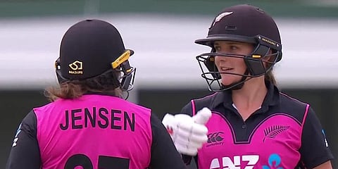 Amelia Kerr scored an unbeaten 18 off 10 balls to clinch the result at Allan Border Field. (Photo | Twitter)