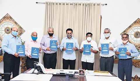 IT Minister KT Rama Rao unveils the Covid-19 restart manual prepared by city-based  institute VNR Vignana Jyothi of Engineering and Technology on Thursday