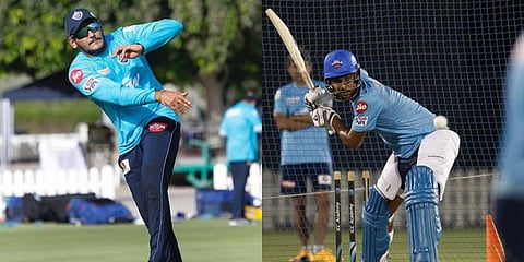 Delhi Capitals' new duo of Tushar Deshpande and Lalit Yadav during practise (Photo | Instagram)