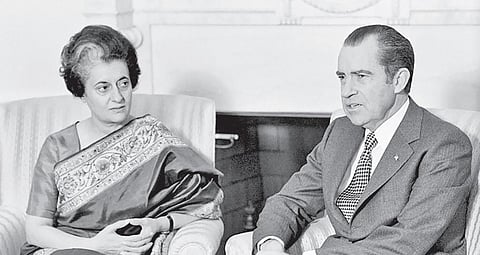 Prime Minister Indira Gandhi and US President Richard Nixon. (File Photo | PTI)
