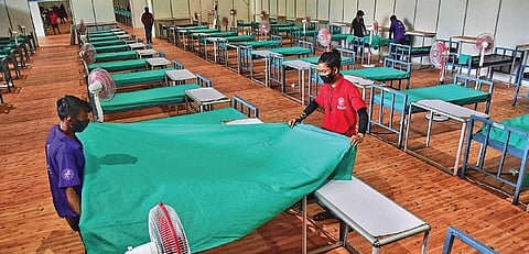 The COVID Care Centre at the Bengaluru International Exhibition Centre. (File| EPS)