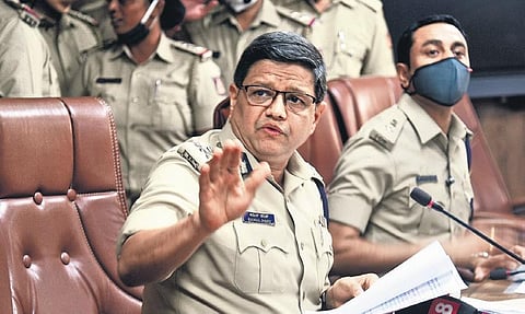 Bengaluru Police Commissioner Kamal Pant addresses the media over the drug racket investigation in Bengaluru on Monday