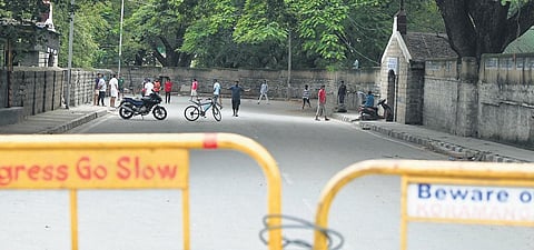 Barricades set up to mark a containment zone. (File Photo| Meghana Sastry)