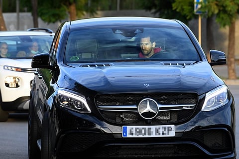 Barcelona's Argentinian forward Lionel Messi arrives at the Joan Gamper Ciutat Esportiva in Sant Joan Despi near Barcelona for a training session. (Photo | AFP)