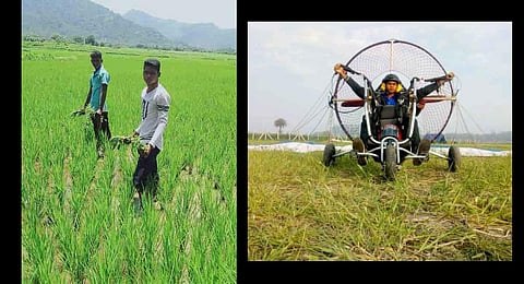 Savara Orymial at work as a para motor (powered paragliding) pilot. (Photo | Express)