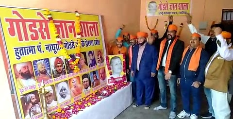 All India Hindu Mahasabha members inaugurate Godse Gyanshala. (Photo | Express)